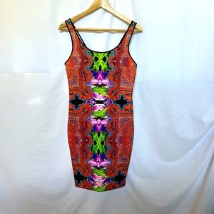 Clover Canyon Bodycon Multicolored Abstract Print Dress.  Size L